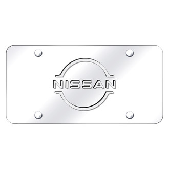 Autogold® - Chrome License Plate with 3D White Nissan Logo