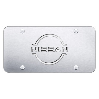 Autogold® - Brushed License Plate with 3D White Nissan Logo