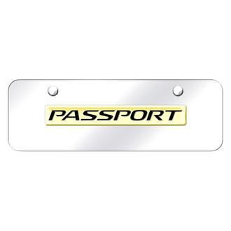 Autogold® - Chrome Mini Size License Plate with 3D Gold Passport Logo