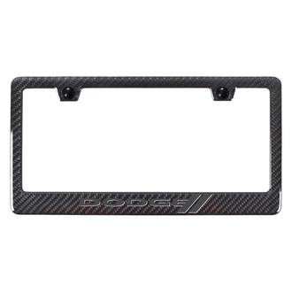 Autogold® - UV Printed Carbon Black License Plate Frame with Ghost Dodge Logo