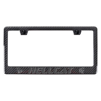 Autogold® - UV Printed Carbon Black License Plate Frame with Ghost Hellcat Logo