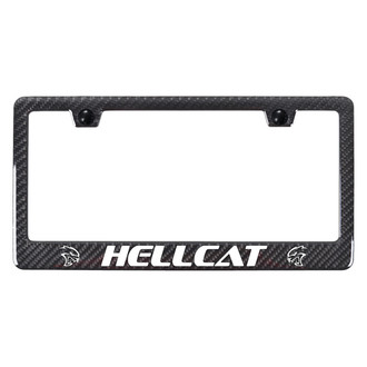 Autogold® - UV Printed Carbon Black License Plate Frame with White Hellcat Logo