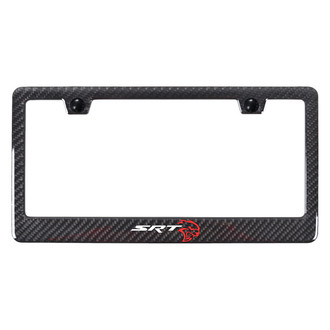 Autogold® - UV Printed Carbon Black License Plate Frame with SRT Hellcat Logo