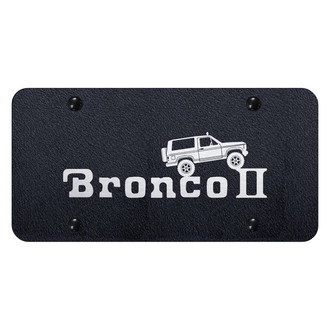 Autogold® - Rugged Black License Plate with Laser Etched Bronco II Climbing Logo