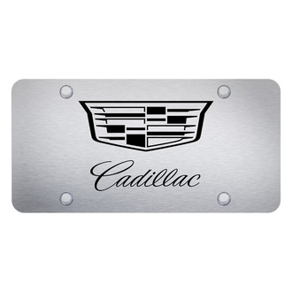 Autogold® - Brushed License Plate with Laser Etched Cadillac Logo and New Emblem