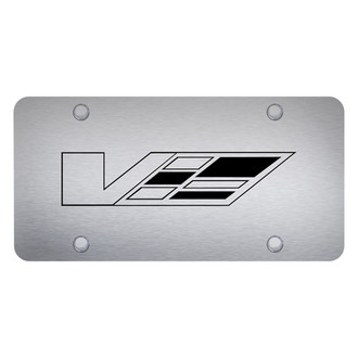Autogold® - Brushed License Plate with Laser Etched Cadillac V Logo