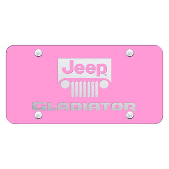 Autogold® - Pink License Plate with Laser Etched Gladiator Logo and Emblem