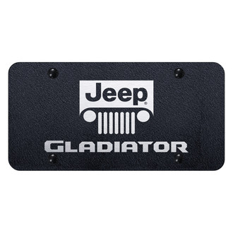 Autogold® - Rugged Black License Plate with Laser Etched Gladiator Logo and Emblem