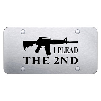 Autogold® - Brushed License Plate with Laser Etched I Plead The 2nd Logo