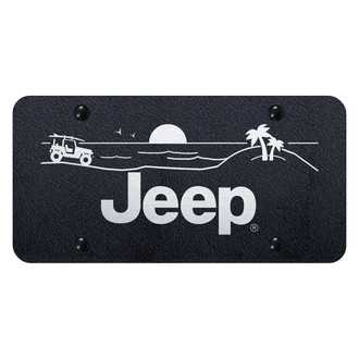 Autogold® - Rugged Black License Plate with Laser Etched Jeep Beach Logo