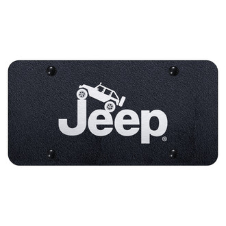 Autogold® - Rugged Black License Plate with Laser Etched Jeep Climbing Logo