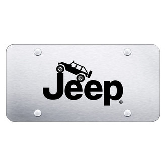 Autogold® - Brushed License Plate with Laser Etched Jeep Climbing Logo