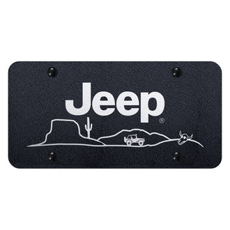 Autogold® - Rugged Black License Plate with Laser Etched Jeep Desert Logo
