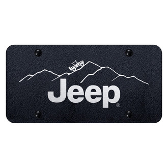 Autogold® - Rugged Black License Plate with Laser Etched Jeep Mountain Logo