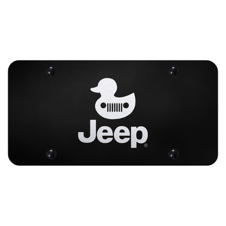 Autogold® - Black License Plate with Laser Etched Chrome Jeep Duck Logo
