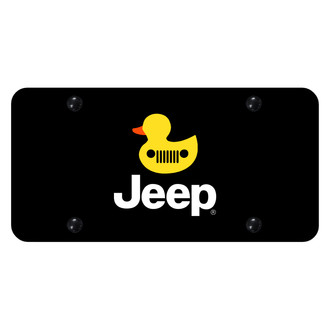 Autogold® - UV Printed Black License Plate with Laser Etched Yellow Jeep Duck Logo