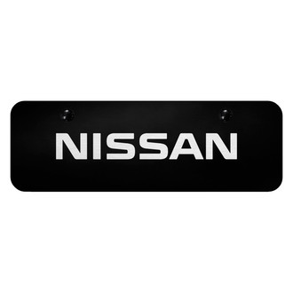 Autogold® - Black Mini Size License Plate with Laser Etched Nissan Logo