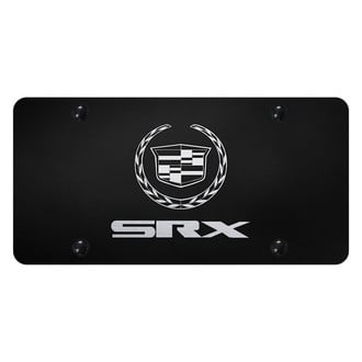Autogold® - Black License Plate with Laser Etched Cadillac SRX Logo and Cadillac Emblem