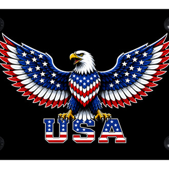 Autogold® - UV Printed Black License Plate with USA Eagle Logo