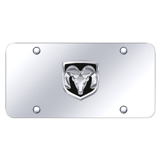 Autogold® - Chrome License Plate with 3D Chrome / Black Ram OEM Emblem