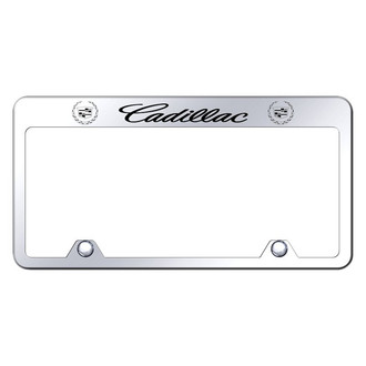 Autogold® - Inverted Chrome License Plate Frame with Engraved Cadillac Logo