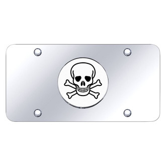 Autogold® - Chrome License Plate with 3D Chrome Skull Logo