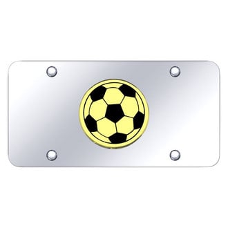 Autogold® - Chrome License Plate with 3D Gold Soccer Ball Logo