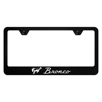 Autogold® - UV Printed Black License Plate Frame with White Fill Bronco Logo