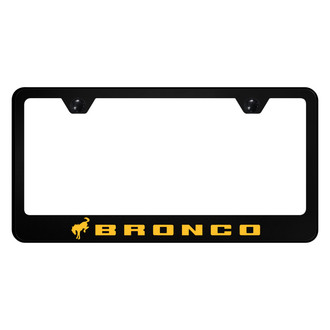 Autogold® - UV Printed Black License Plate Frame with Orange Fill Bronco 2020 Logo