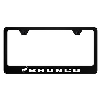 Autogold® - UV Printed Black License Plate Frame with White Fill Bronco 2020 Logo