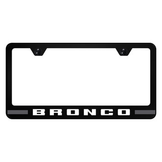 Autogold® - UV Printed Black License Plate Frame with Gray Bronco Stripe