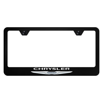 Autogold® - UV Printed Black License Plate Frame with Chrysler Logo and Emblem