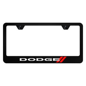 Autogold® - UV Printed Black License Plate Frame with Dodge Stripe Logo