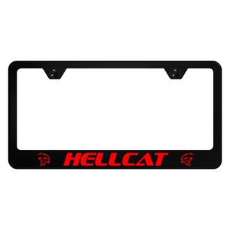 Autogold® - UV Printed Black License Plate Frame with Red Hellcat Logo