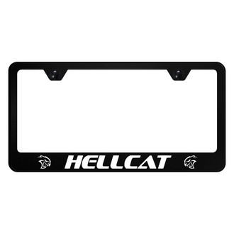 Autogold® - UV Printed Black License Plate Frame with White Hellcat Logo
