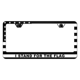 Autogold® - UV Printed Black License Plate Frame with I Stand For The Flag Logo