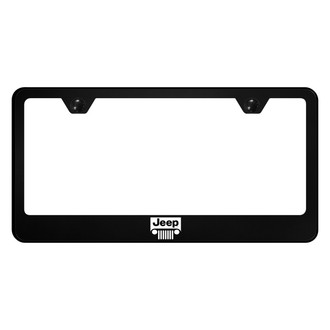 Autogold® - UV Printed Black License Plate Frame with Jeep Grill Logo