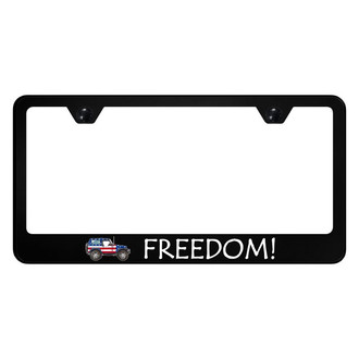 Autogold® - UV Printed Black License Plate Frame with Jeep Freedom Logo
