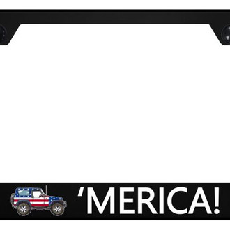 Autogold® - UV Printed Black License Plate Frame with Jeep Merica Logo