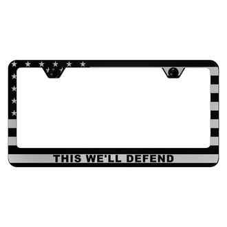 Autogold® - UV Printed Black License Plate Frame with This We'll Defend Logo
