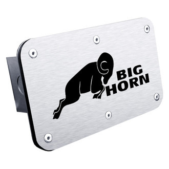 Autogold® - Brushed Hitch Cover with Big Horn Logo for 2" Receivers