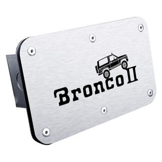 Autogold® - Brushed Hitch Cover with Bronco II Climbing Logo for 2" Receivers