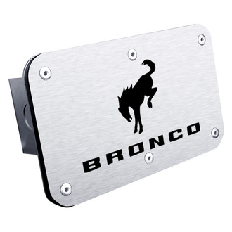 Autogold® - Brushed Hitch Cover with Bronco 2020 Logo for 2" Receivers