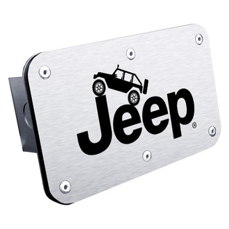 Autogold® - Brushed Hitch Cover with Jeep Climbing Logo for 2" Receivers