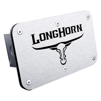 Autogold® - Brushed Hitch Cover with Longhorn Skull Logo for 2" Receivers