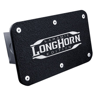 Autogold® - Rugged Black Hitch Cover with Longhorn Laramie Logo for 2" Receivers
