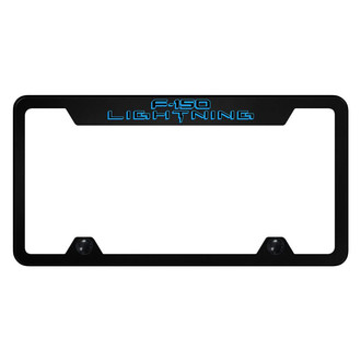 Autogold® - Truck Black License Plate Frame with Laser Etched F-150 Lightning Logo