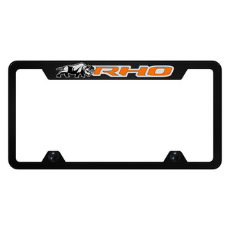 Autogold® - Truck UV Printed Black License Plate Frame with Orange RHO Rhino Logo