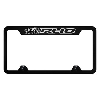 Autogold® - Truck UV Printed Black License Plate Frame with Black RHO Rhino Logo