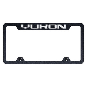 Autogold® - Truck Rugged Black License Plate Frame with Laser Etched Yukon Logo